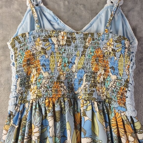 BO·G Collective Women’s XS Crochet Top Dress Blue Floral Boho Cottagecore Y2K - Picture 5 of 8
